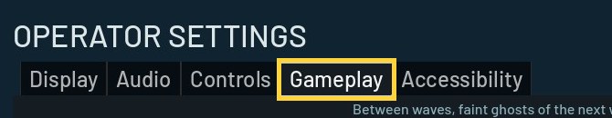 Settings, Gameplay tab